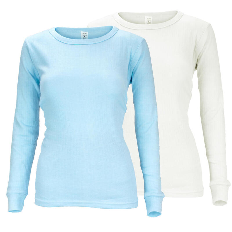 2 magliette termiche | Donna | Pile interno | Crema/Celeste