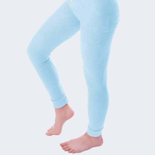 Set de 2 pantaloni termici femei | pantaloni sport | Cremă/albastru clar