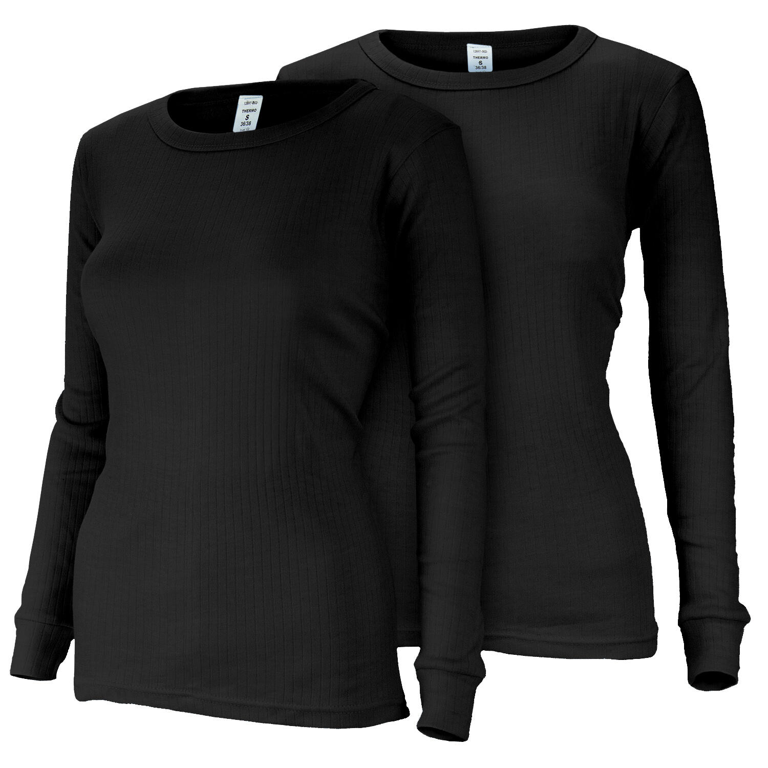 2 t shirts thermiques Sous v tements Femmes Polaire Noir