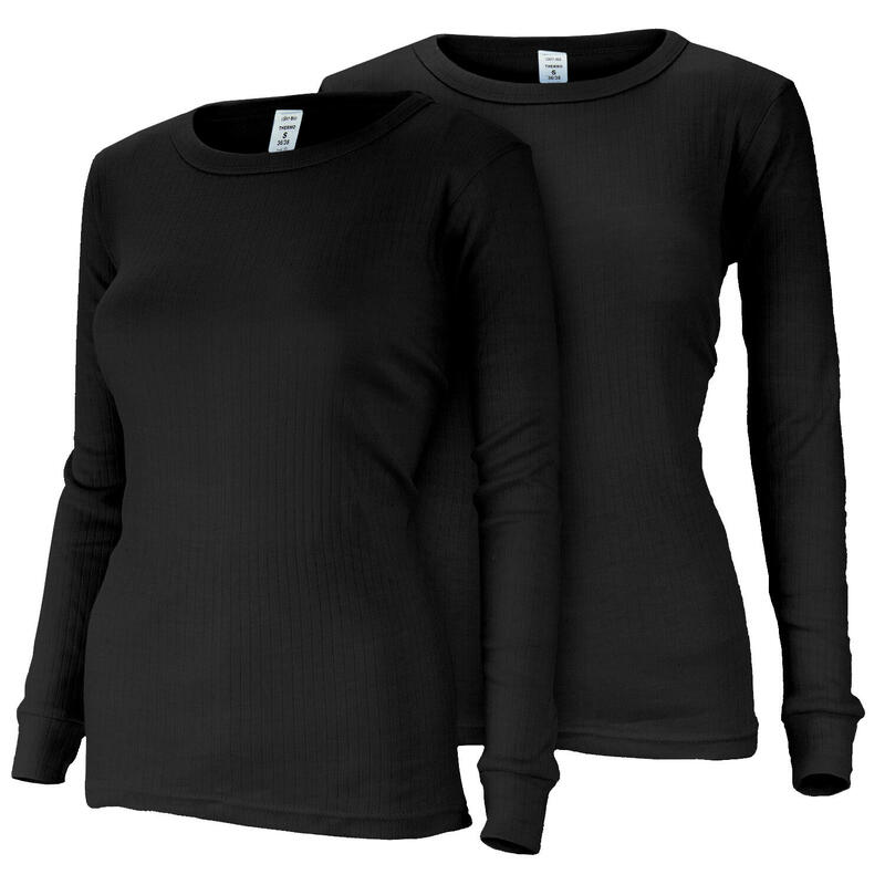 2 t-shirts thermiques | Sous-vêtements | Femmes | Polaire | Noir