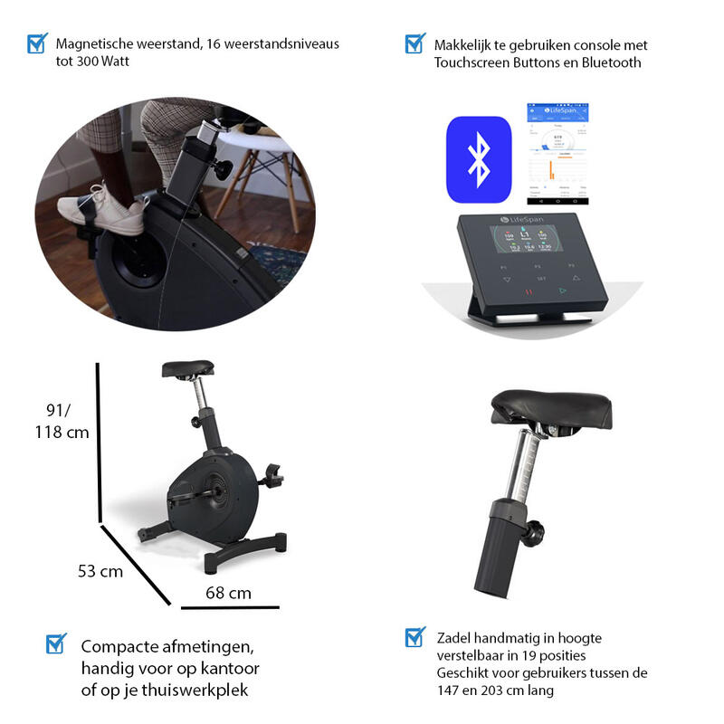 Stoelfiets - Elektrische Bureaufiets C3-SC110 - Bluetooth - Verstelbaar