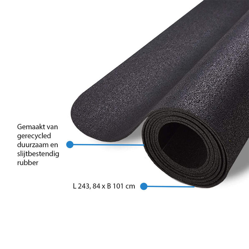 Beschermmat voor Fitnesstoestellen TMM100 - 201cm x 94cm - Slijtvast Rubber