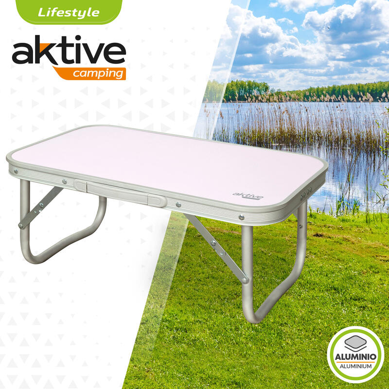 AKTIVE - Table Pliante en Aluminium avec Poignée pour 4 Personnes 56x34x24cm