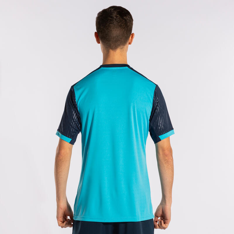 Maillot manches courtes Homme Joma Montreal turquoise fluo bleu marine
