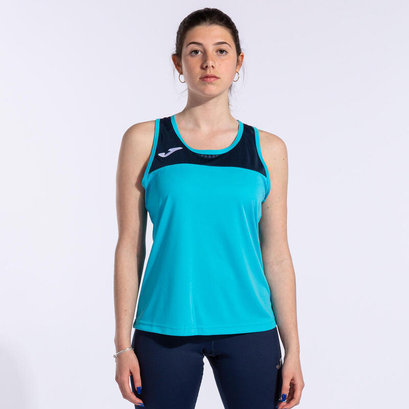 Débardeur Femme Joma Montreal turquoise fluo bleu marine