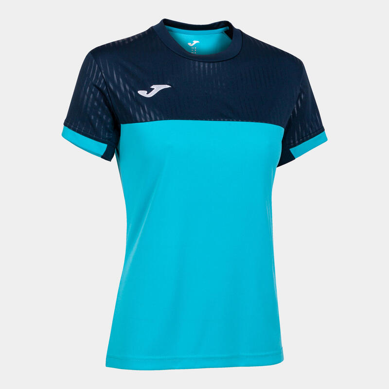 Maillot manches courtes Femme Joma Montreal turquoise fluo bleu marine