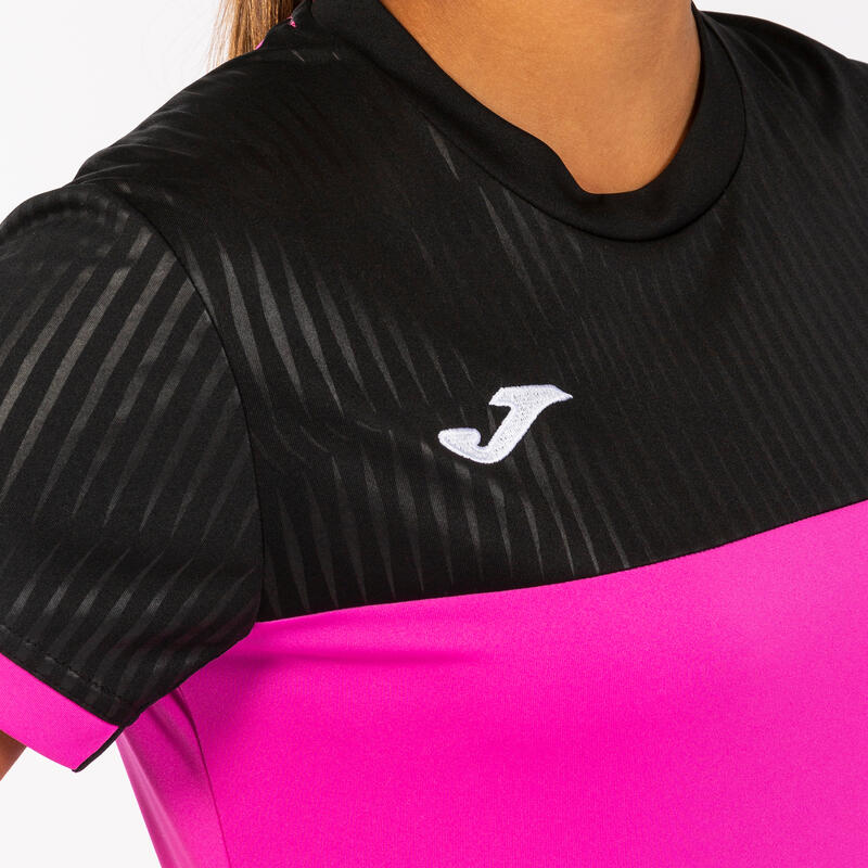 Maillot manches courtes Femme Joma Montreal rose fluo noir
