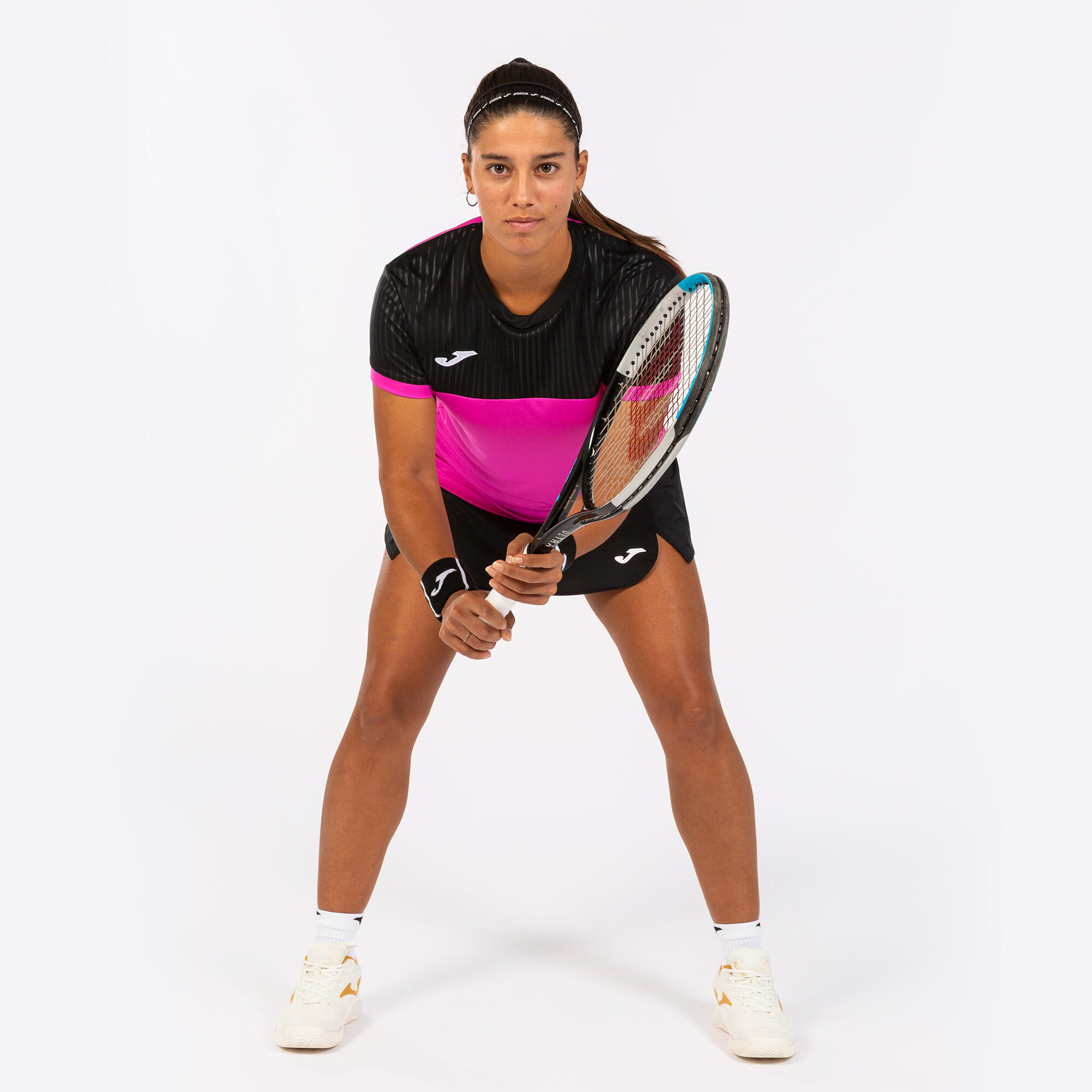Maillot Manches Courtes Padel Femme Joma Montreal Rose Fluo 5/7