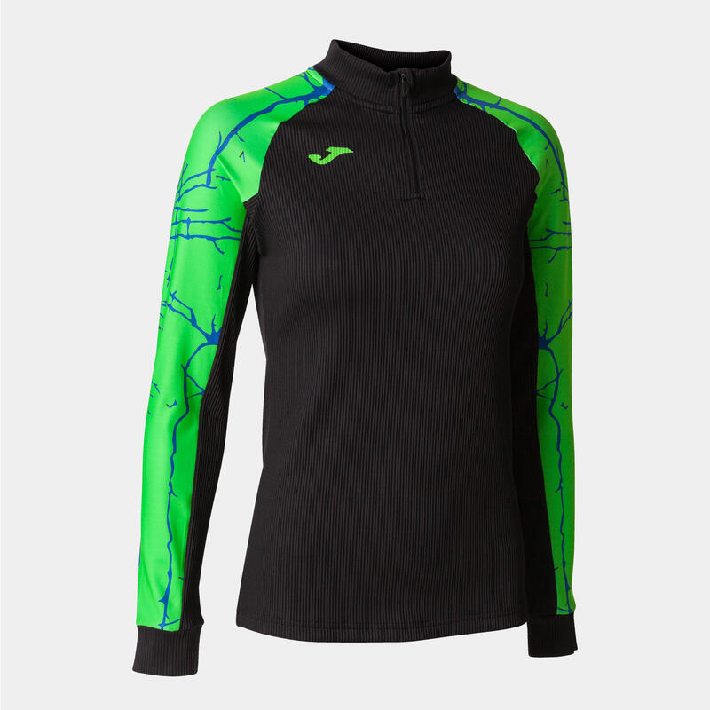 Sweat-shirt running Femme Joma Elite ix noir vert fluo
