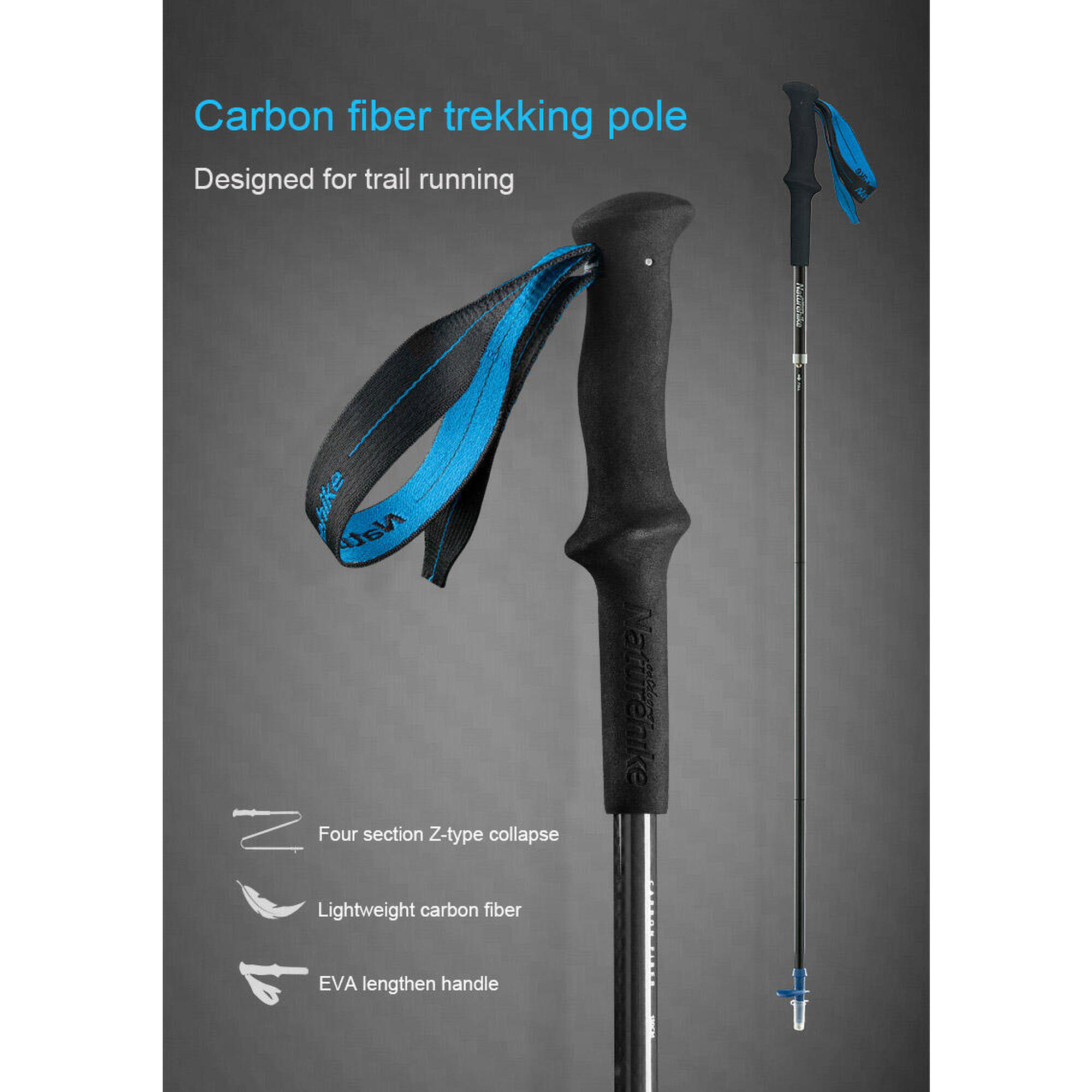 4-Node All Carbon Folding Trekking Pole  (110cm/120cm/130cm)