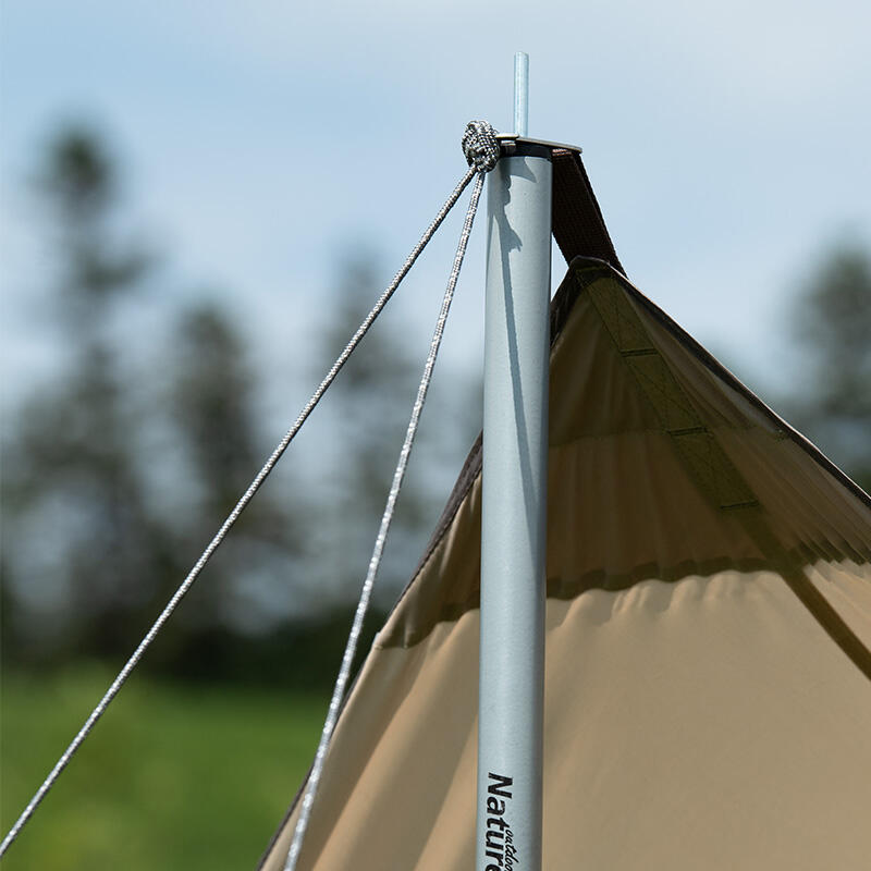 Outdoor Camping Hexagon Girder Shelter Tarp (with 2 Poles) - Light Brown