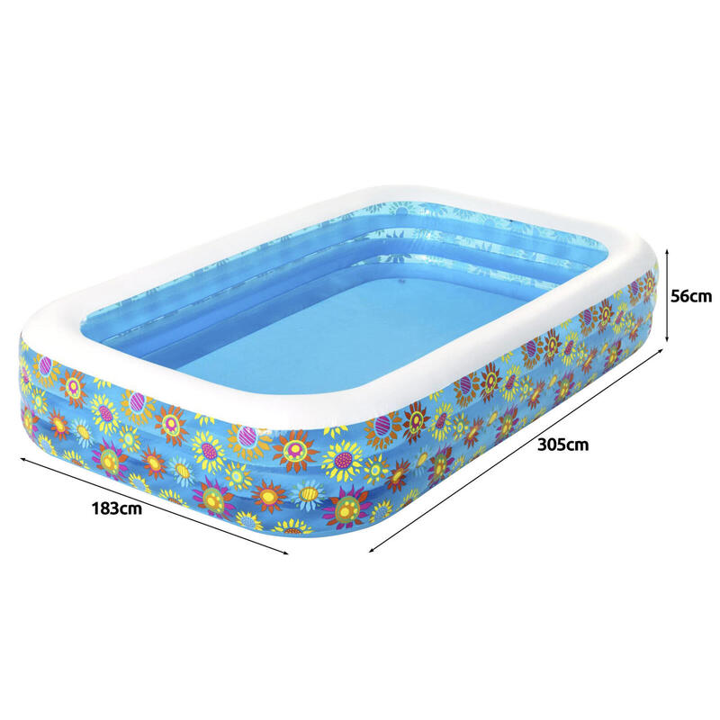 Piscina Hinchable Autoportante Infantil Bestway 305x183x56 cm Diseño Flores Rápi