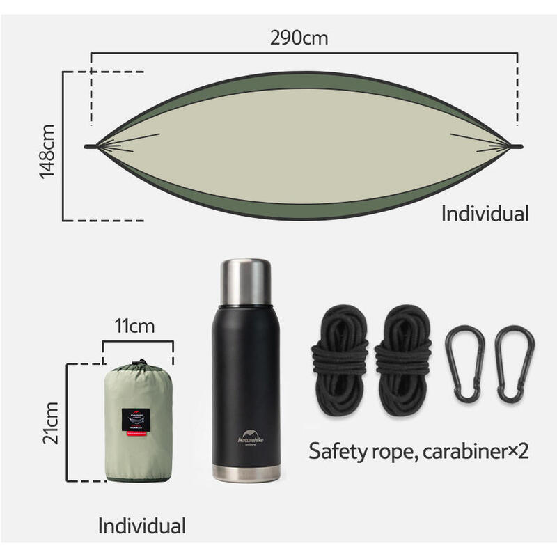 C011 UltraLight Pongee Swing Hammock Grey Decathlon