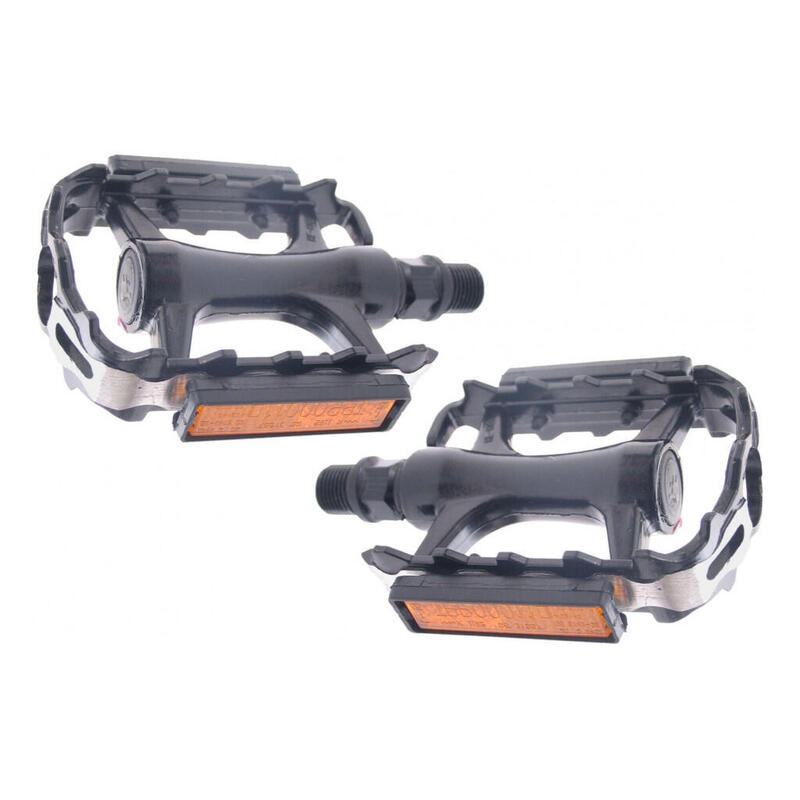 Pedaalset Mtb Low Profile - Aluminium Zwart Met Polish Zijkant