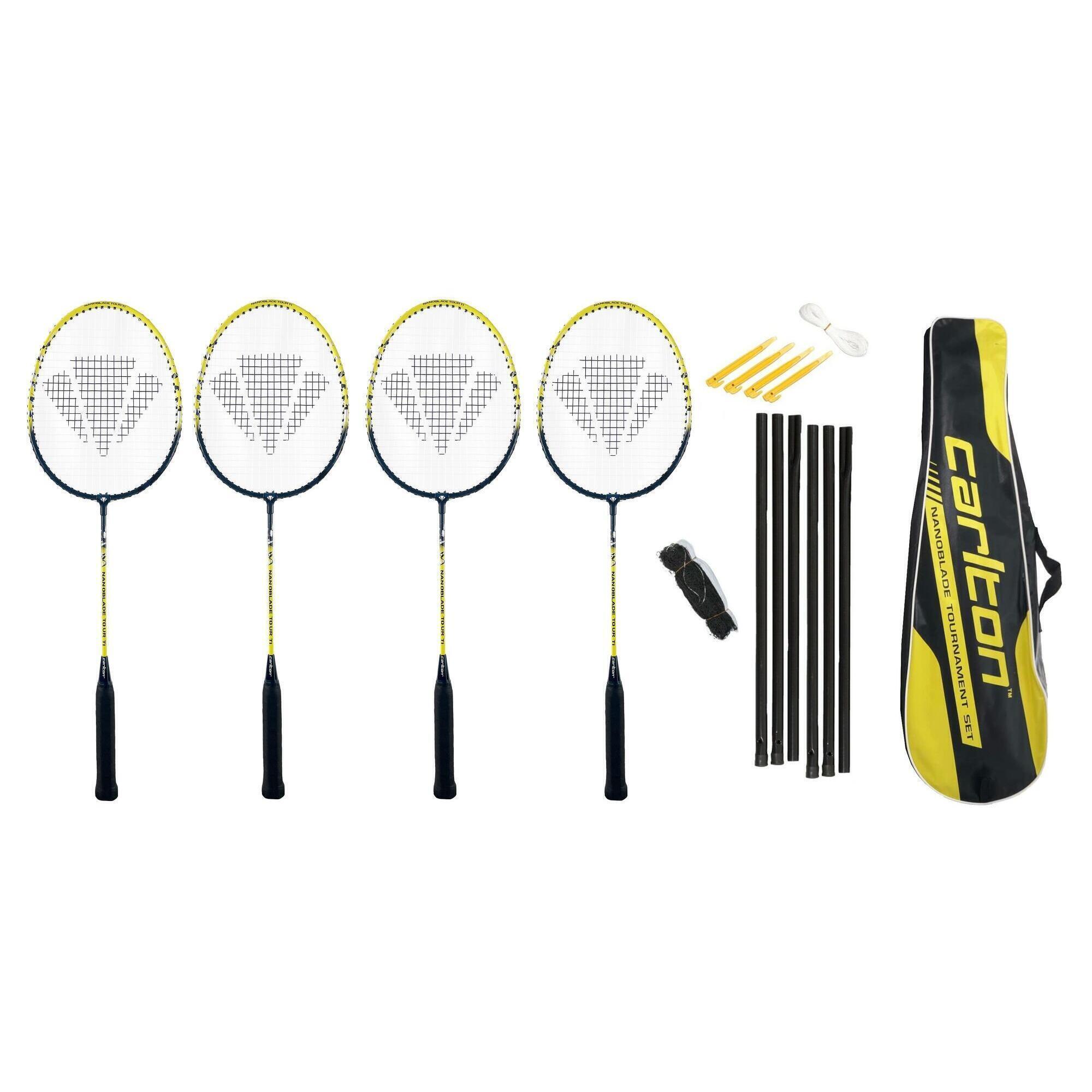 CARLTON Carlton Nanoblade 4 Player Badminton Set (Rackets, Stakes, Net & Post)