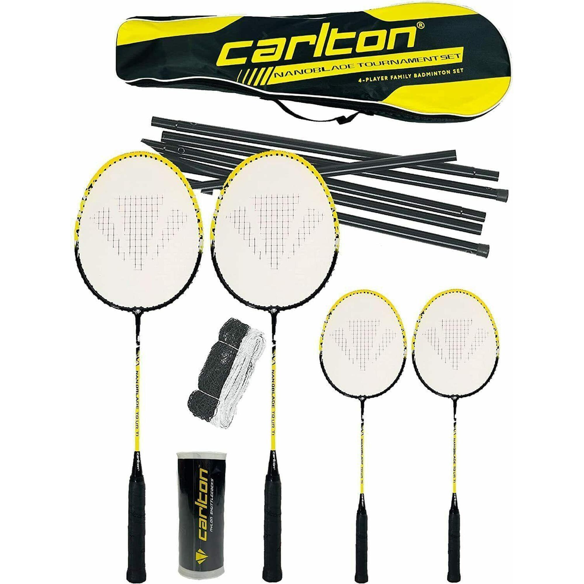 CARLTON Carlton Nanoblade Tour Family Badminton Set, inc 2 Adult, 2 Junior Rackets, Net,