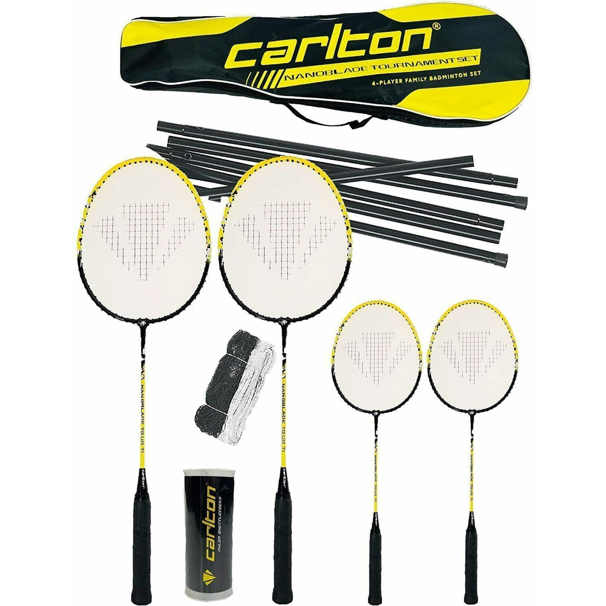 CARLTON Carlton Nanoblade Tour Family Badminton Set, inc 2 Adult, 2 Junior Rackets, Net,