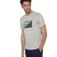 T-shirt col rond panneau Roland-Garros homme - gris