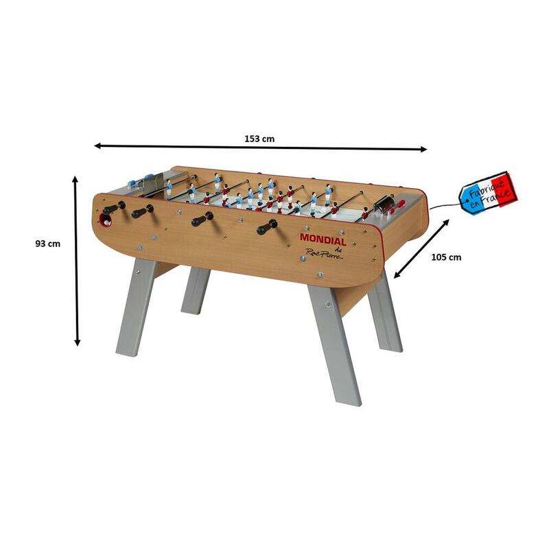 Baby Foot Mondial - Fabrication française - L153 x l105 x H93 - HETRE-Gris