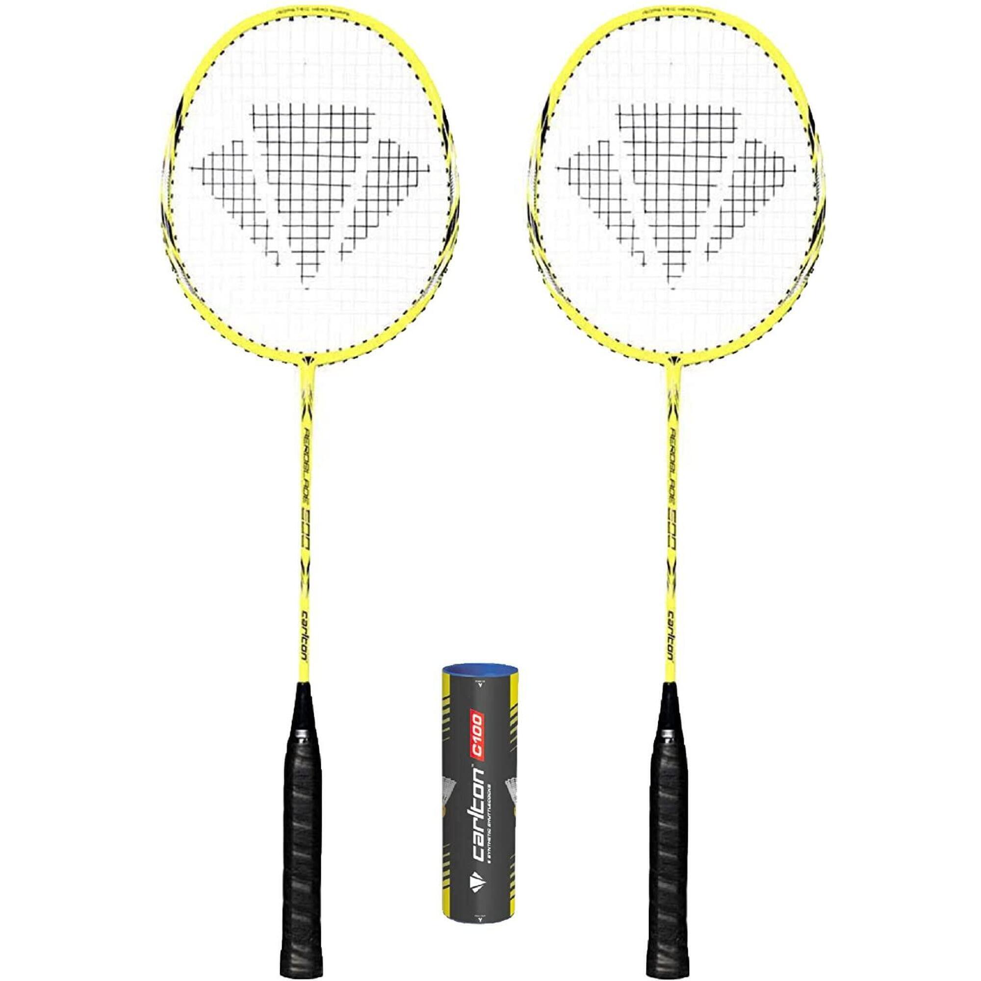 Carlton Aeroblade 600 Badminton Racket Set Twin Set, Covers & 6 Shuttles 1/2