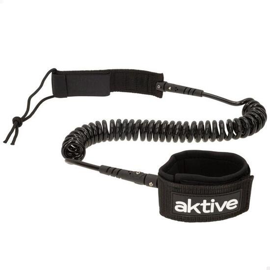 Leash Paddle Surf Spiral, Double goujon pivotant, Néoprène, 305 cm, Noir Aktive