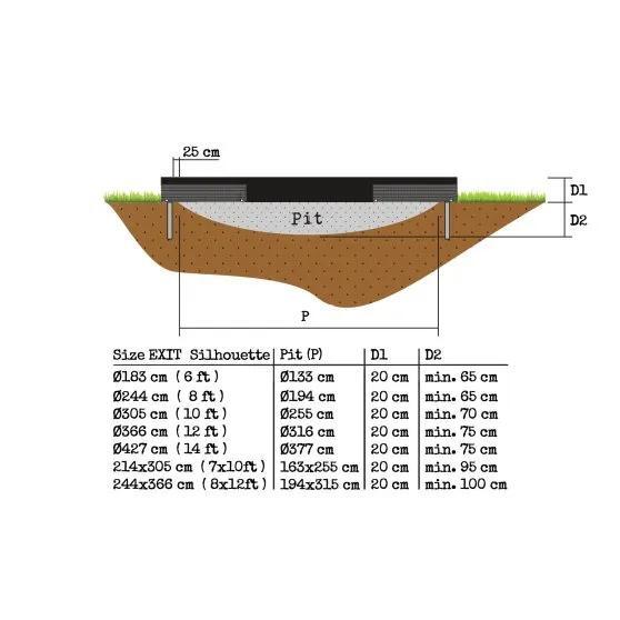 Trampoline - Silhouette Inground (incl. veiligheidsnet) - 366 cm - Zwart - Tramp