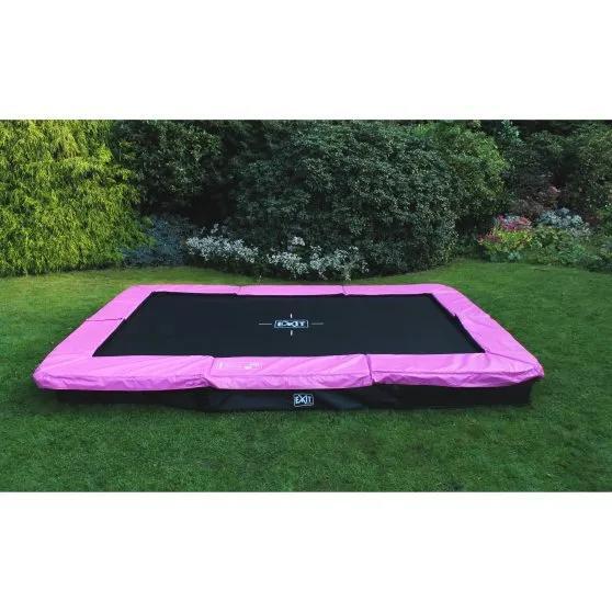 Trampoline enterré EXIT Silhouette 244x366cm avec filet de sécurité - rose