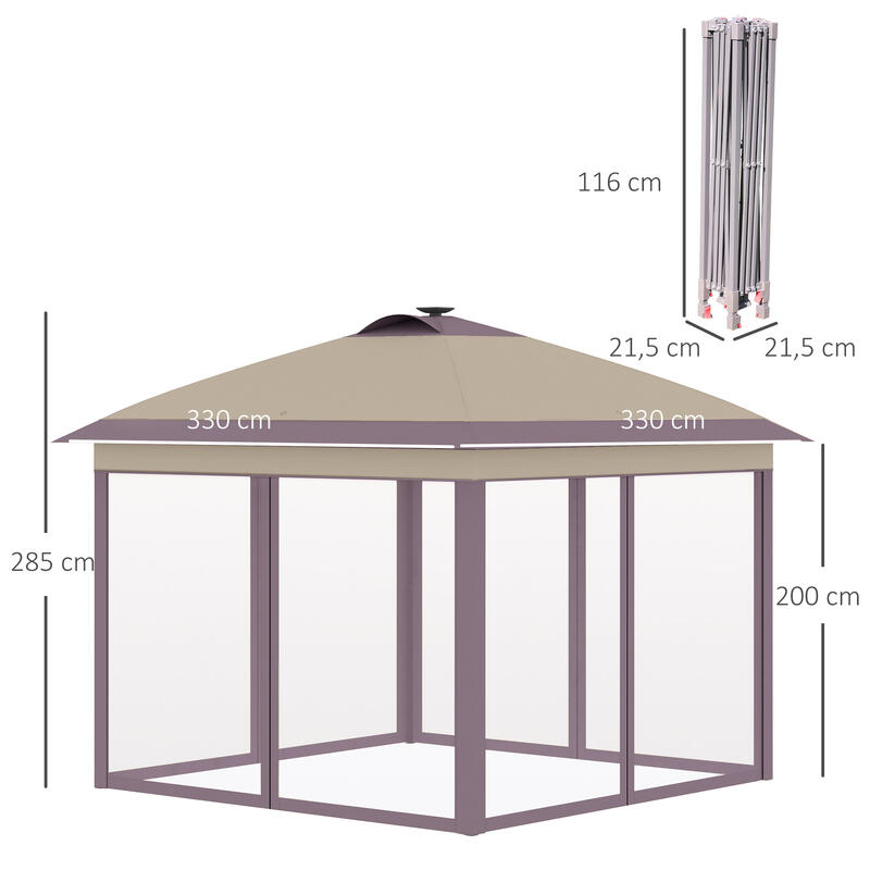 Carpa eventos deportivos con luces control remoto  3,3x3,3x2,85 m