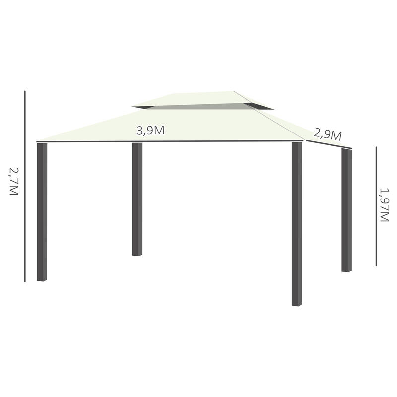 Carpa eventos deportivos aluminio con 4 cortinas  4x3x2,7 m crema