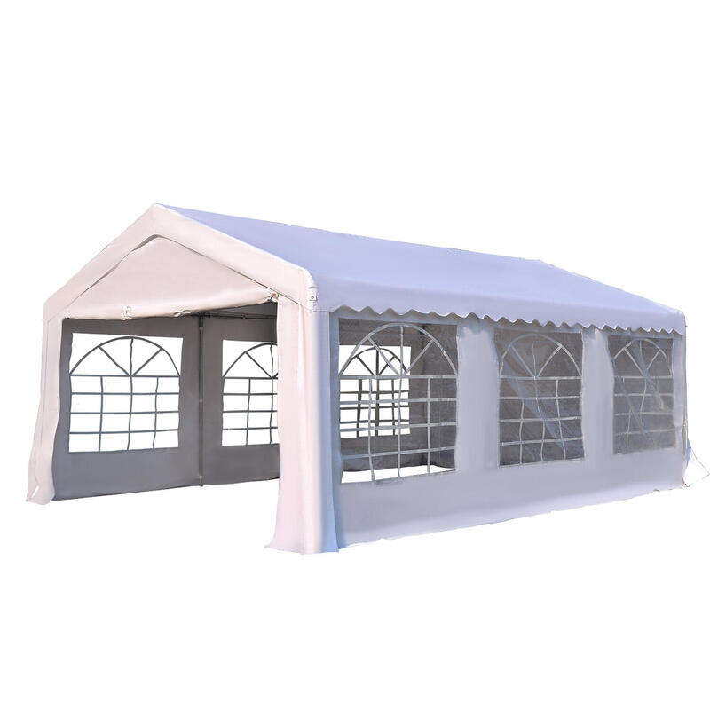 Carpa eventos deportivos Outsunny blanco de acero galvanizado 600x405x280 cm