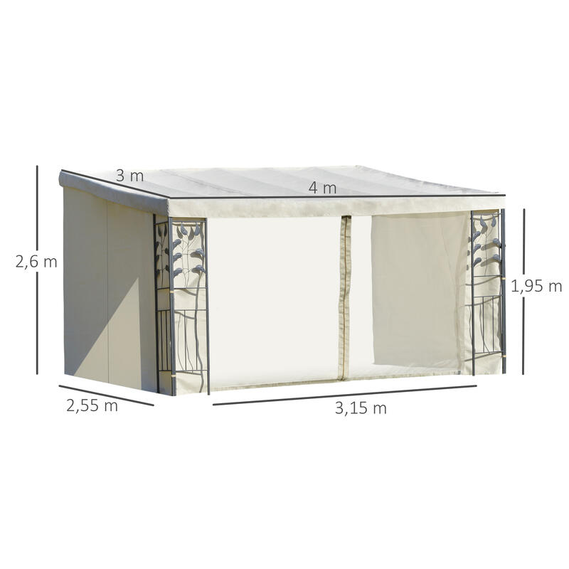 Pérgola Exterior 400x300x260 cm Bege Outsunny