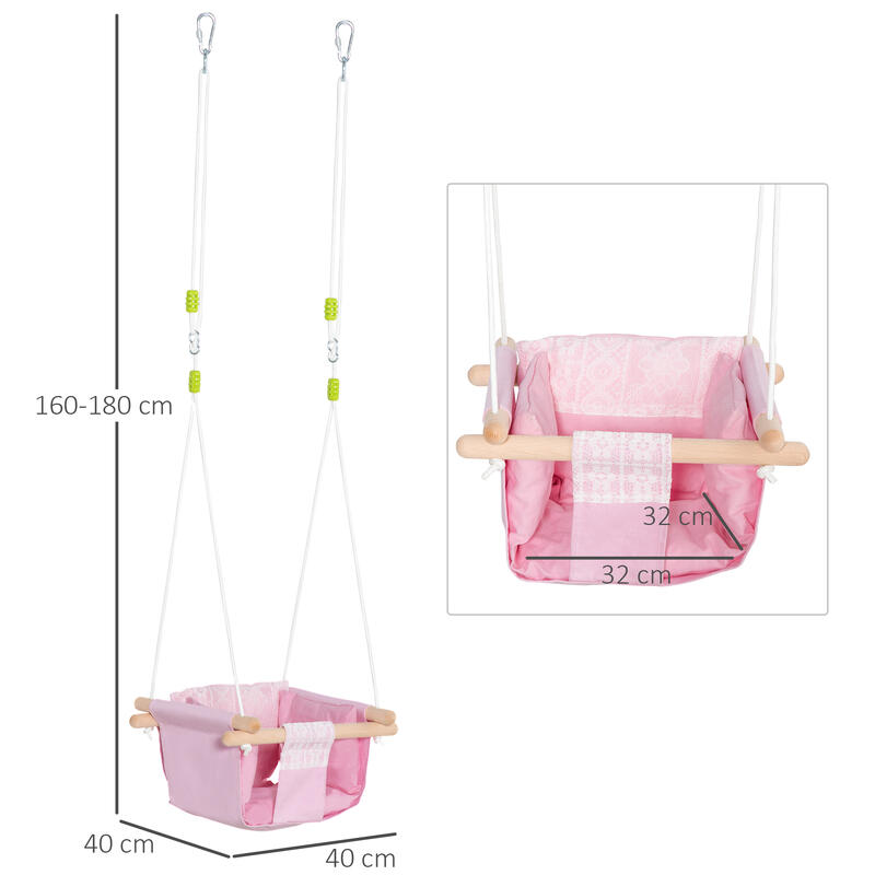 Baloiço para bebé rosa ajustável em altura 40x40x180 cm