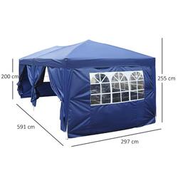 Carpa plegable de camping Outsunny azul 298x298x260 cm