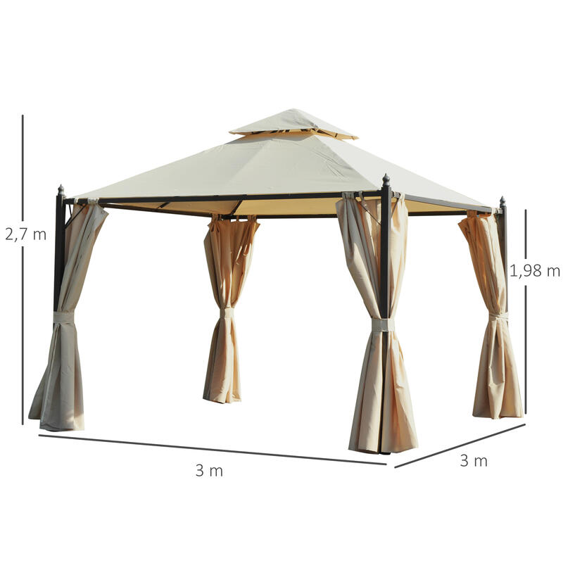 Pérgola Exterior 300x300x270 cm Bege Outsunny