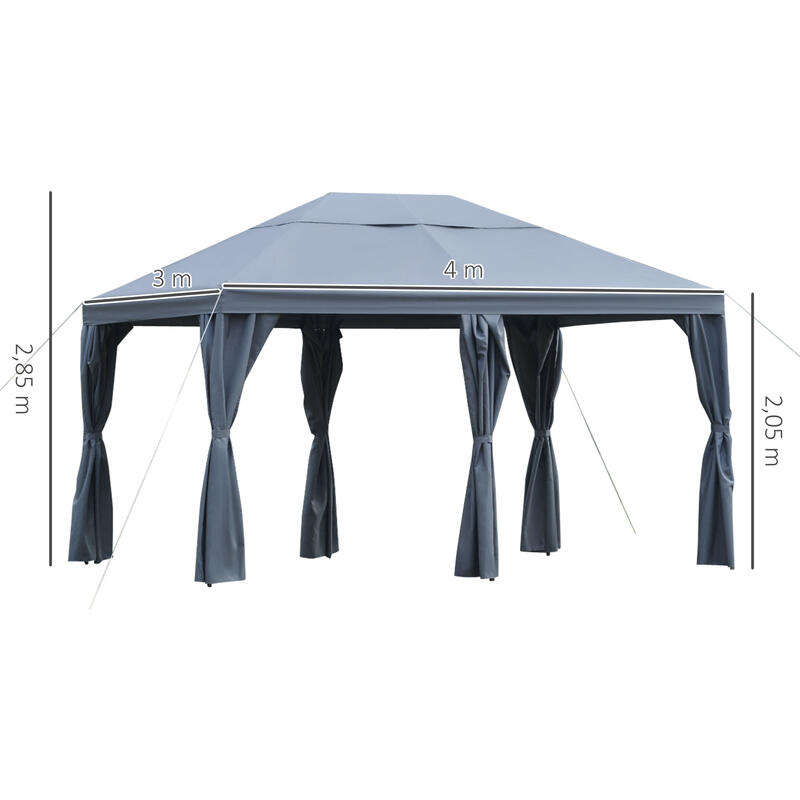 Cenador  gris con techo ventilación 400x300x285 cm