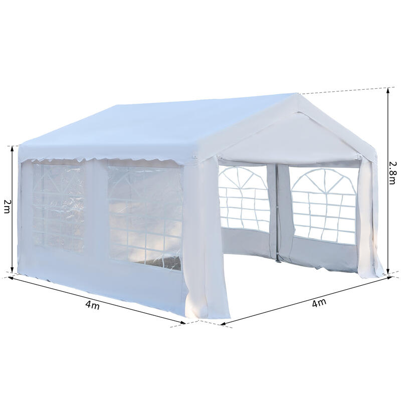 Carpa de Jardín Outsunny 400x400x280 cm Blanco