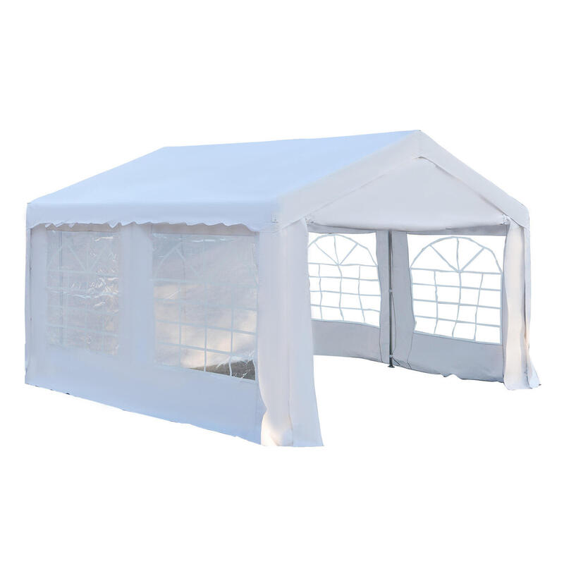 Carpa de Jardín Outsunny 400x400x280 cm Blanco