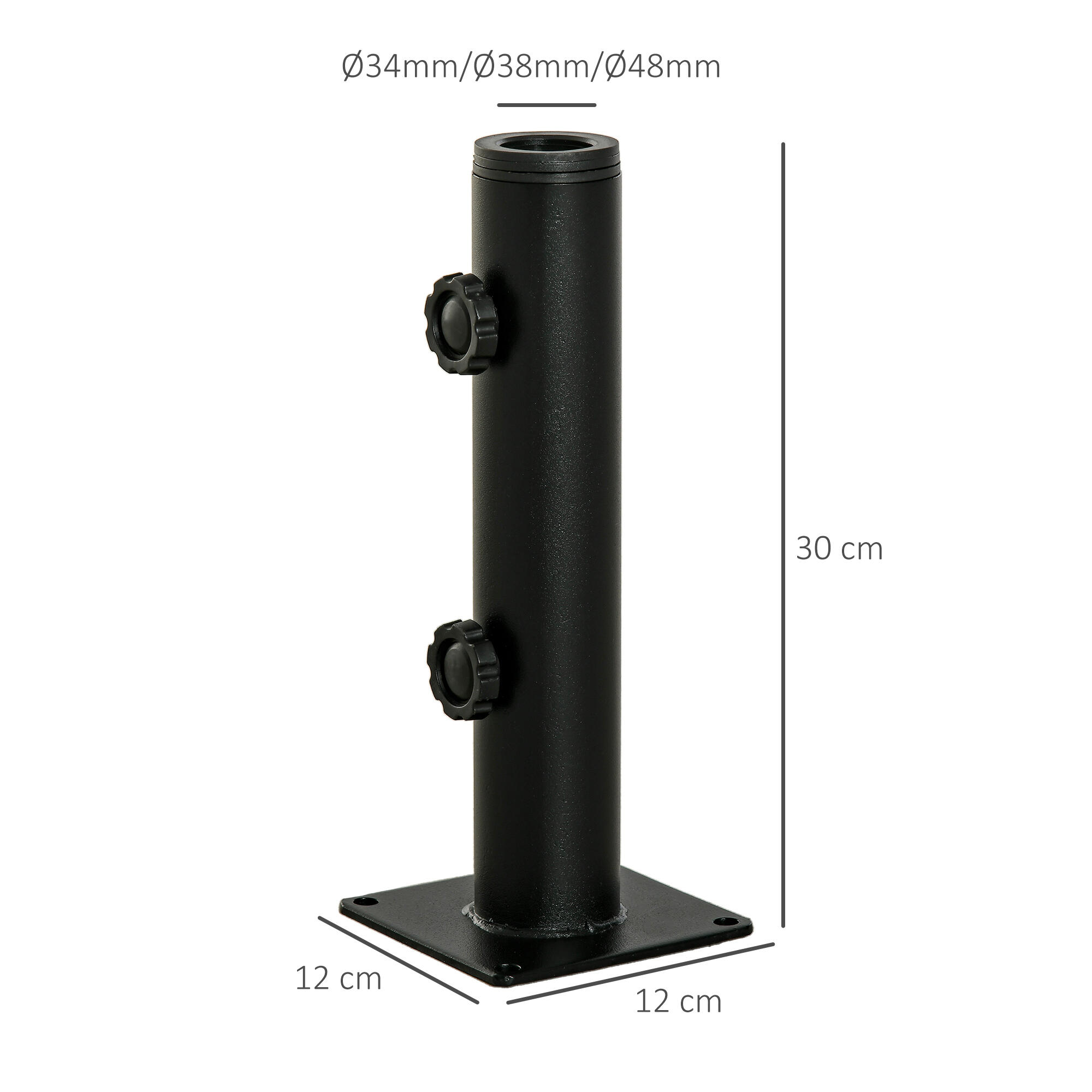 Soporte de Parasol Outsunny 12x12x30 cm Negro 3/7