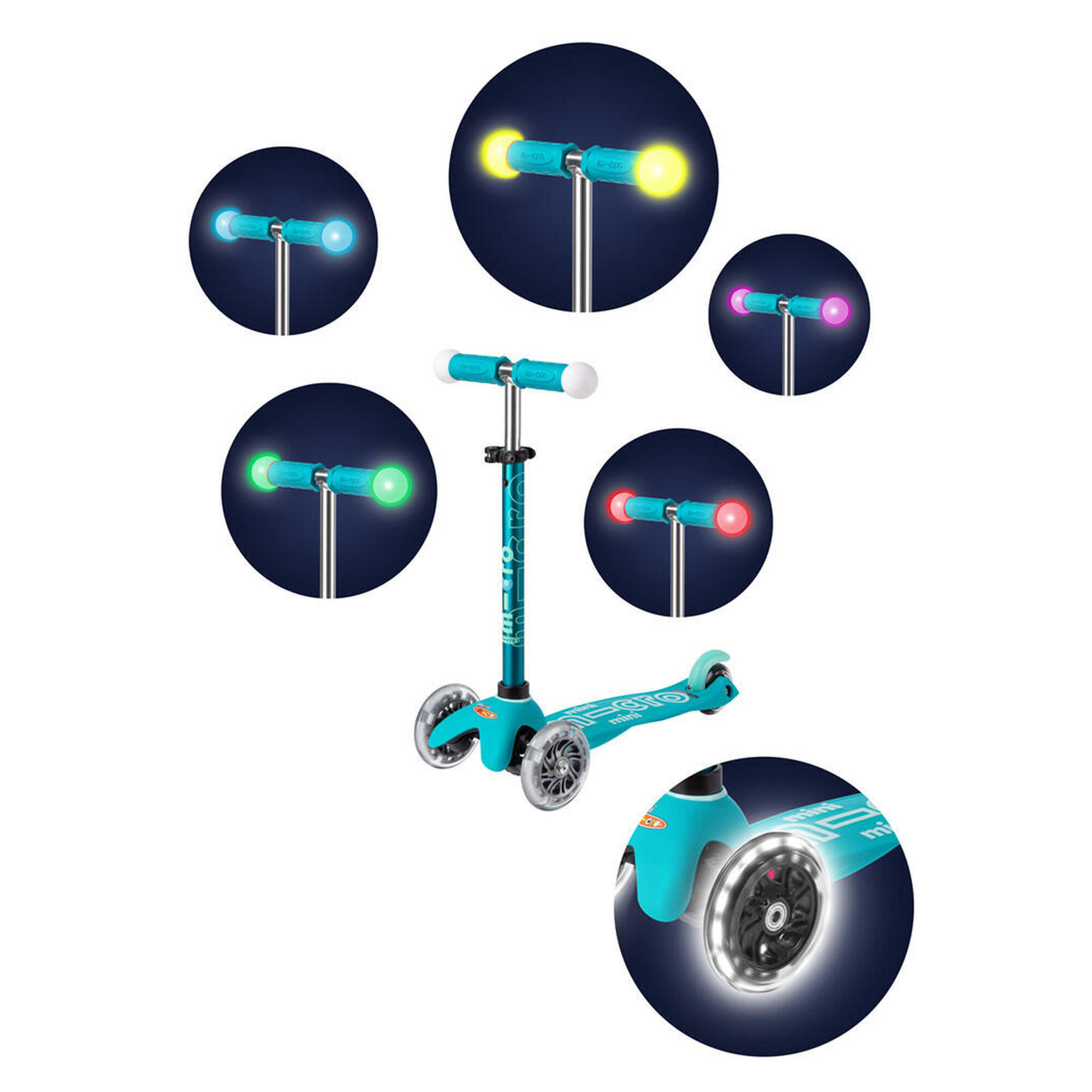 Trottinette 3 roues enfant LED – Mini Micro Deluxe Magique Aqua