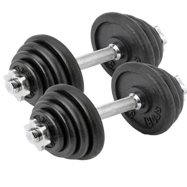 FOCUS FITNESS Verstellbares Hantelset - 2 x 15 kg - Gusseisen
