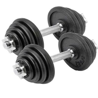 Verstellbares Hantelset - 2 x 15 kg - Gusseisen
