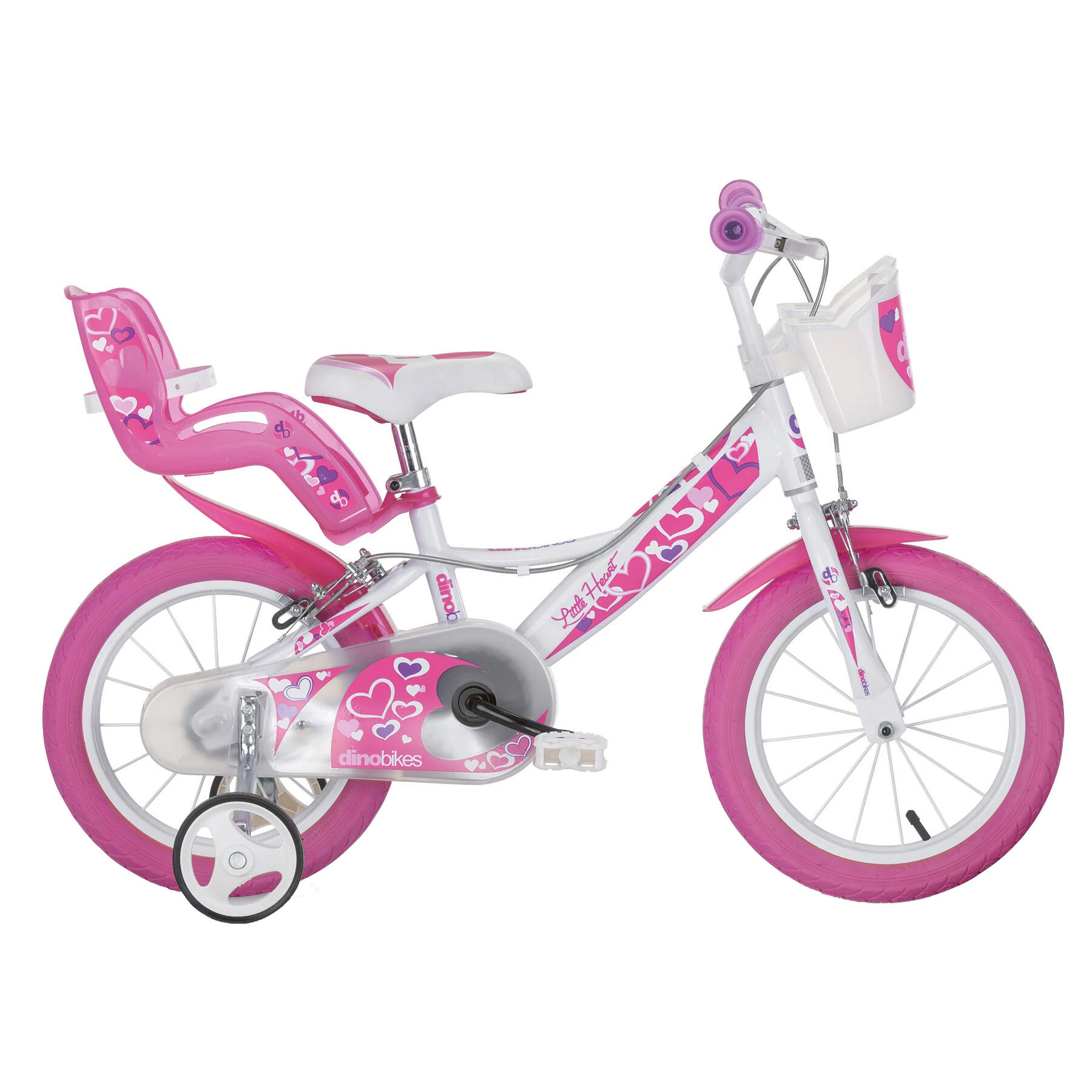 Dino Bikes - Vélo Enfant 14 Pouces 4-6 Ans Hearts - Vélo Enfant - Blanc|violet - Decathlon
