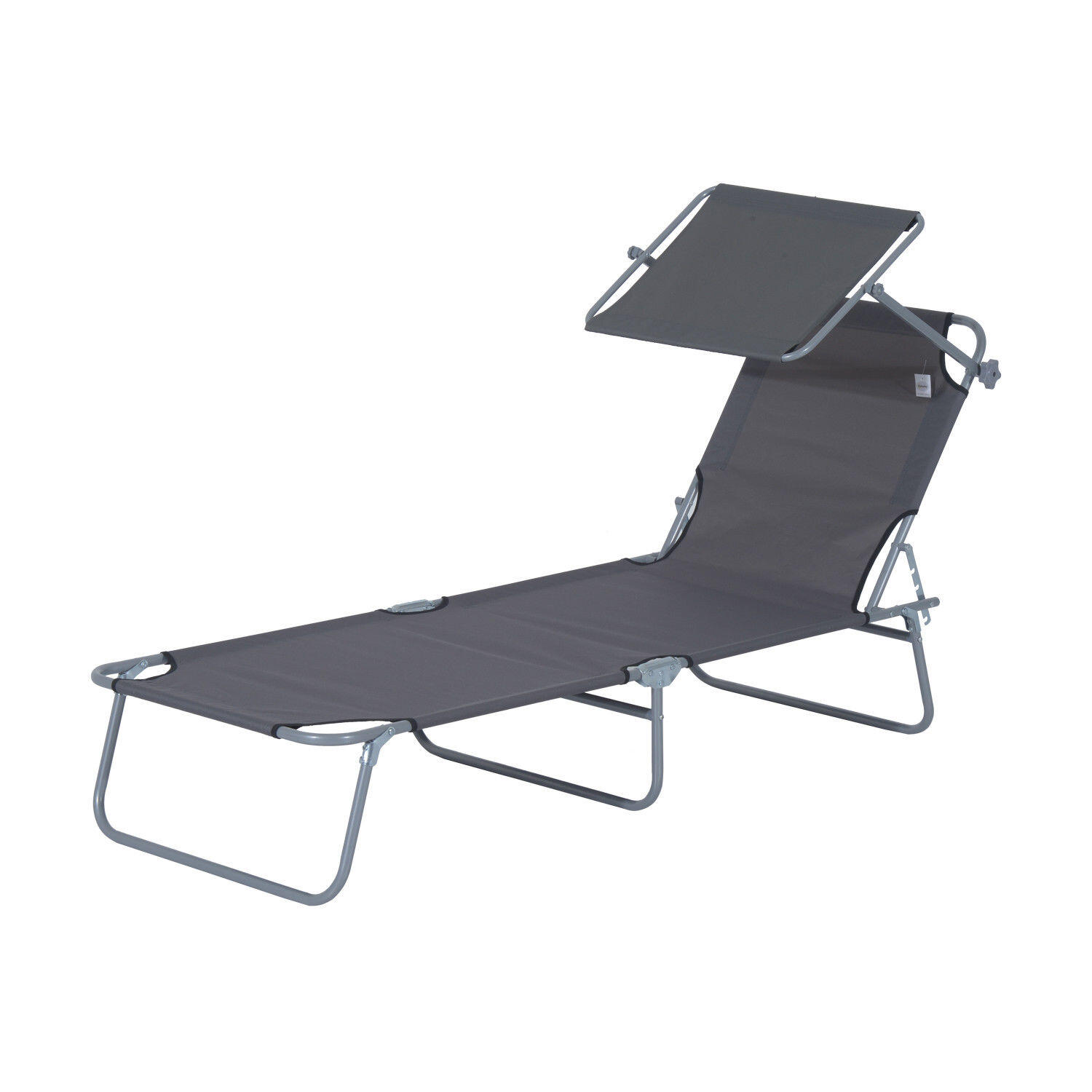 OUTSUNNY Tumbona Plegable Outsunny 187x58x77 cm gris