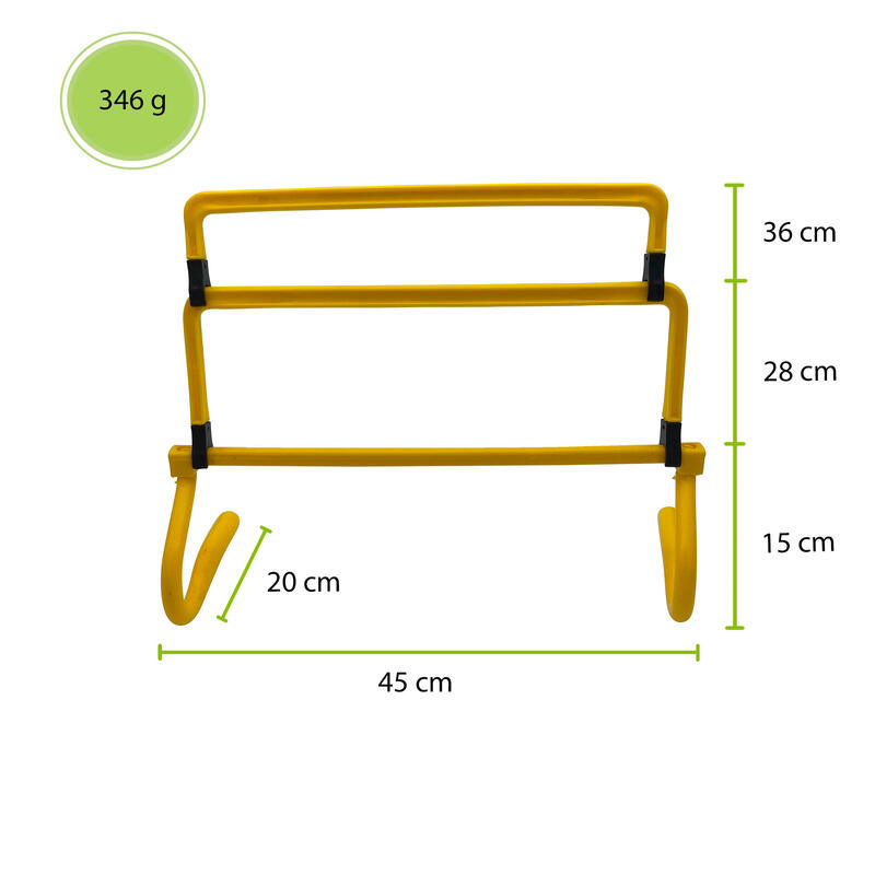 5er-Set verstellbare Hürden - Höhe 15, 22, 28, 36 cm Breite 45 cm - Gelb