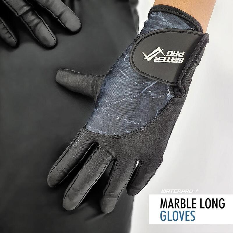 UV Protection Scuba Diving Marble Long Gloves - Black