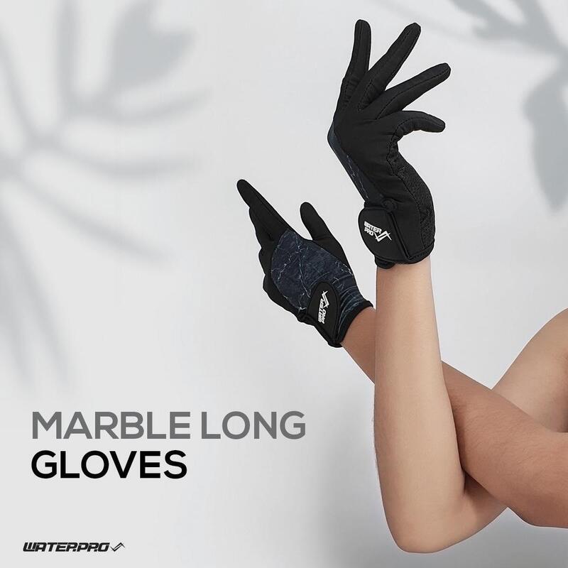 UV Protection Scuba Diving Marble Long Gloves - Black