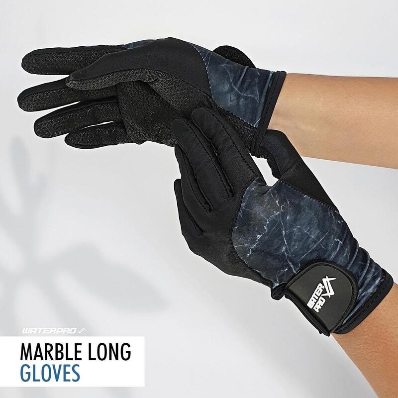 UV Protection Scuba Diving Marble Long Gloves - Black