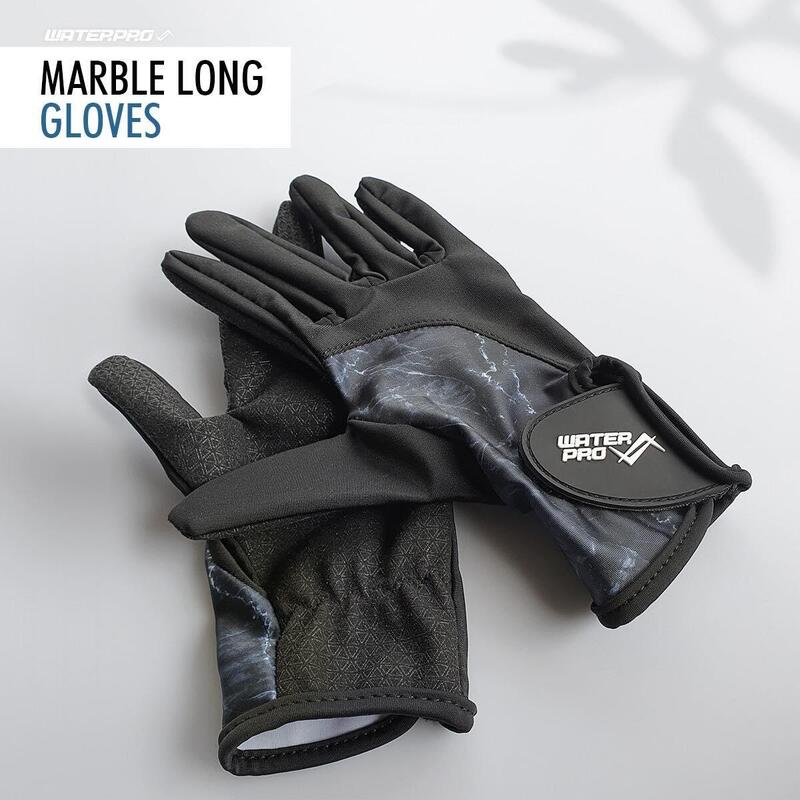 UV Protection Scuba Diving Marble Long Gloves - Black