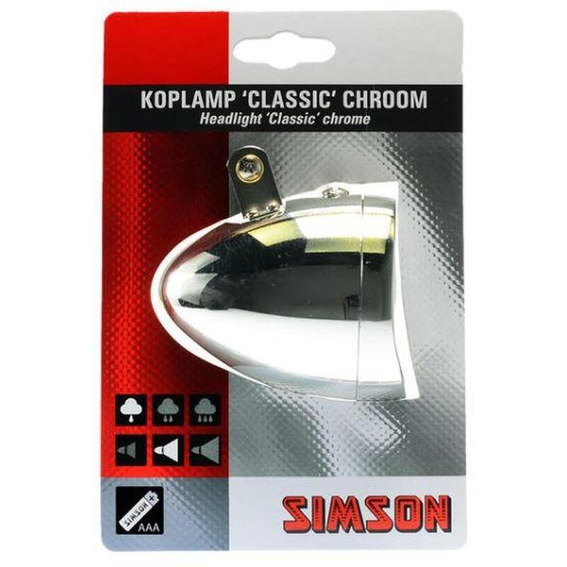 koplamp Classic batterij chroom