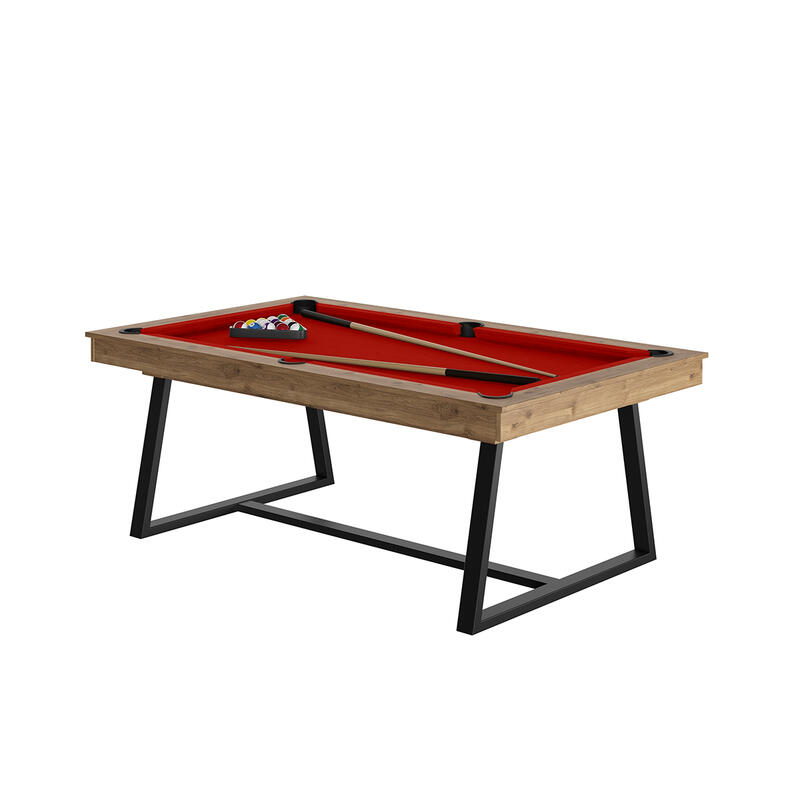 BILLARD BRIO CHENE SABLE - PIEDS NOIR - DRAP ROUGE